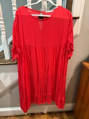 Culture Code super oversized, beautiful bright coral gauze fabric